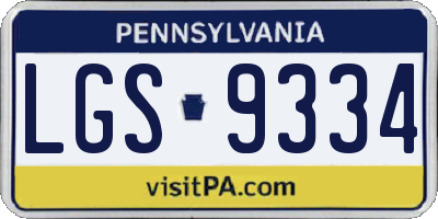 PA license plate LGS9334