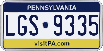 PA license plate LGS9335