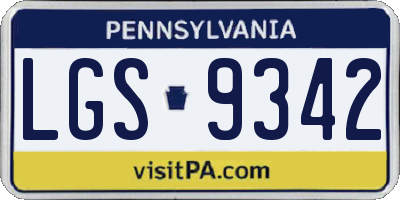 PA license plate LGS9342