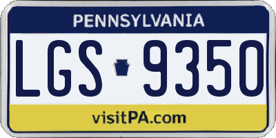 PA license plate LGS9350