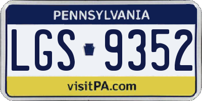 PA license plate LGS9352