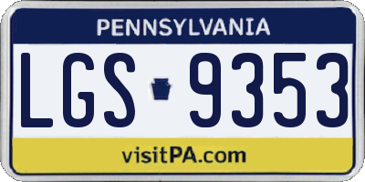 PA license plate LGS9353