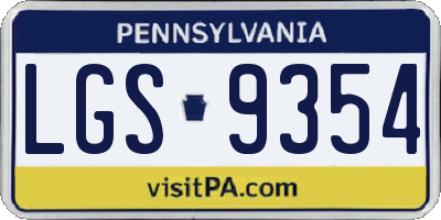 PA license plate LGS9354