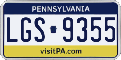 PA license plate LGS9355