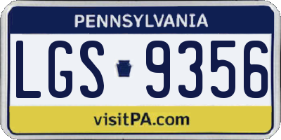 PA license plate LGS9356