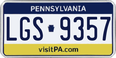 PA license plate LGS9357
