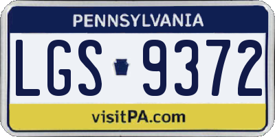 PA license plate LGS9372