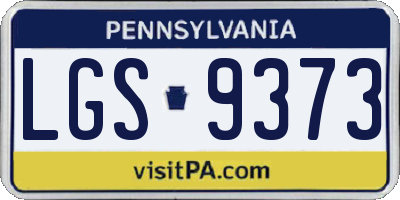 PA license plate LGS9373