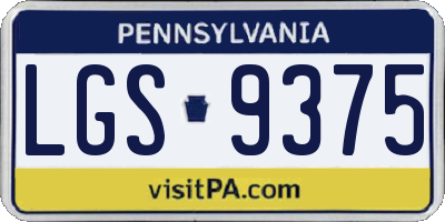 PA license plate LGS9375