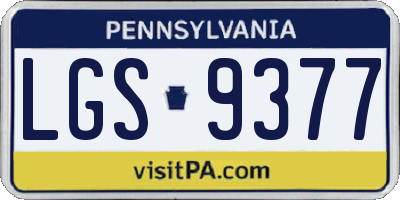 PA license plate LGS9377