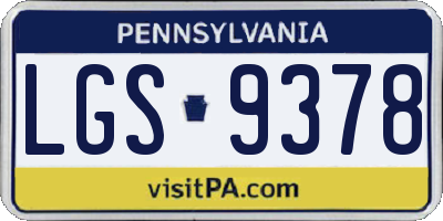 PA license plate LGS9378