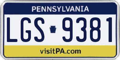 PA license plate LGS9381
