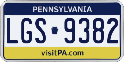 PA license plate LGS9382