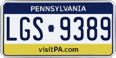 PA license plate LGS9389