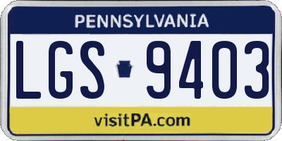 PA license plate LGS9403