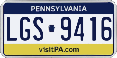 PA license plate LGS9416