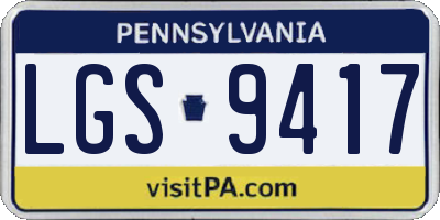 PA license plate LGS9417