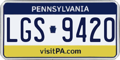 PA license plate LGS9420