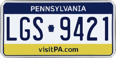PA license plate LGS9421