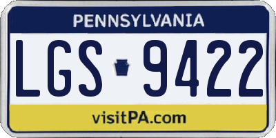 PA license plate LGS9422