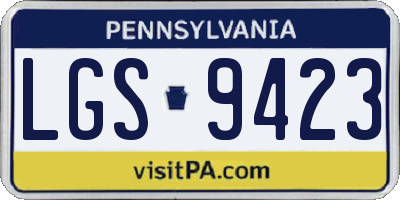PA license plate LGS9423