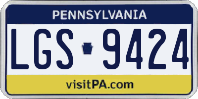 PA license plate LGS9424