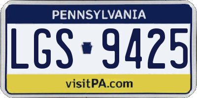 PA license plate LGS9425