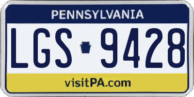 PA license plate LGS9428