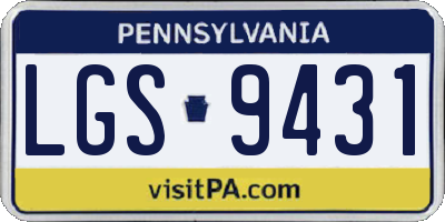 PA license plate LGS9431