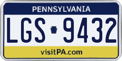 PA license plate LGS9432