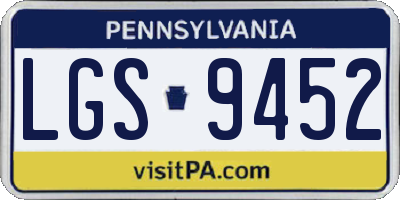 PA license plate LGS9452