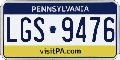 PA license plate LGS9476