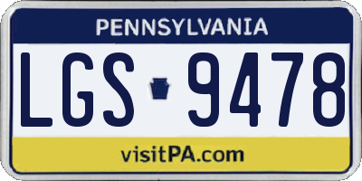 PA license plate LGS9478