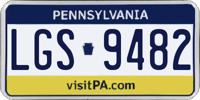 PA license plate LGS9482