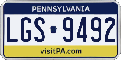 PA license plate LGS9492