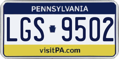 PA license plate LGS9502