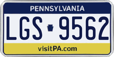 PA license plate LGS9562