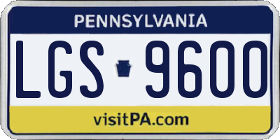 PA license plate LGS9600