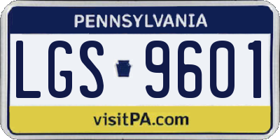 PA license plate LGS9601