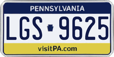 PA license plate LGS9625