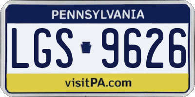 PA license plate LGS9626