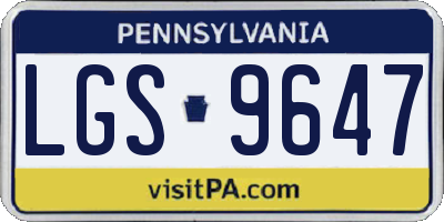 PA license plate LGS9647