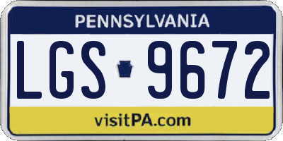 PA license plate LGS9672
