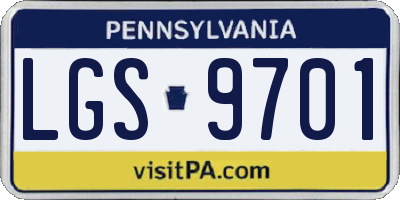 PA license plate LGS9701