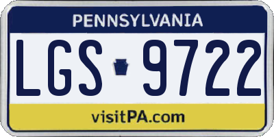 PA license plate LGS9722