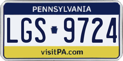 PA license plate LGS9724