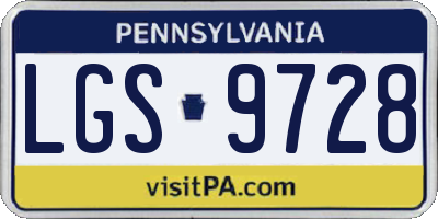 PA license plate LGS9728