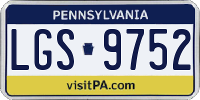 PA license plate LGS9752