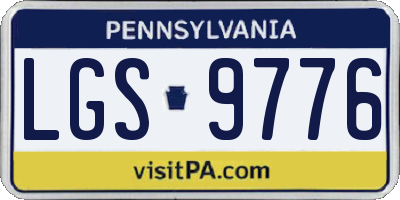 PA license plate LGS9776
