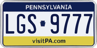 PA license plate LGS9777